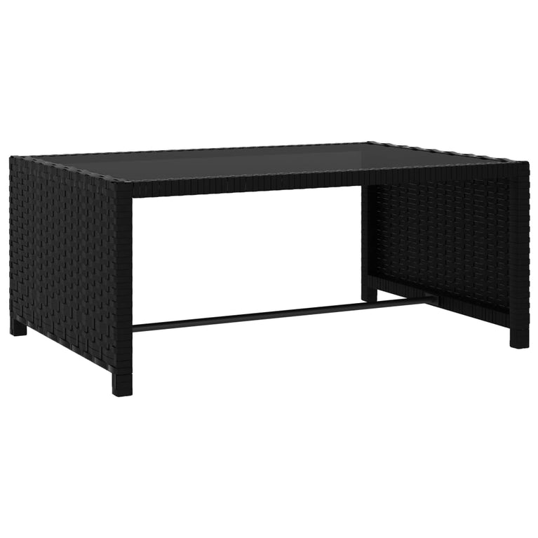 Ligbedden 2 st met tafel poly rattan zwart MeubelReus