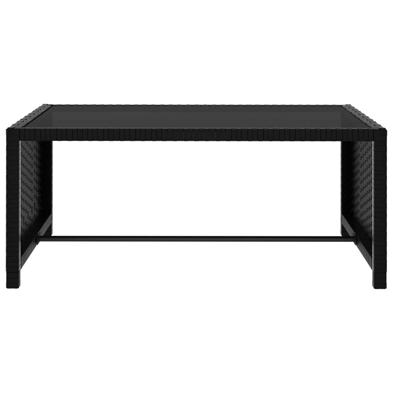 Ligbedden 2 st met tafel poly rattan zwart MeubelReus