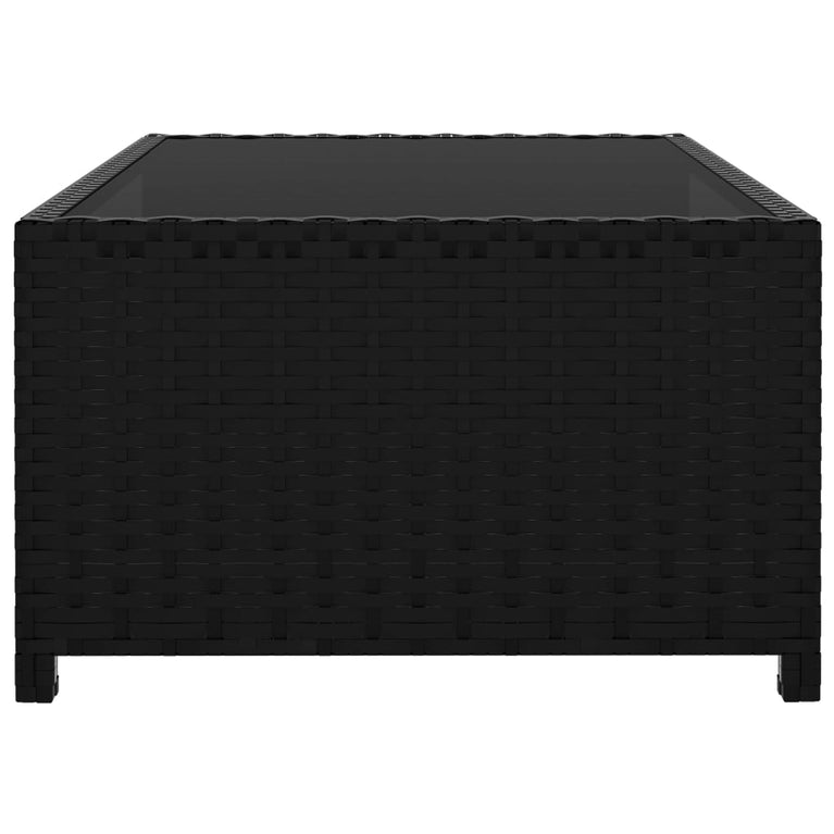 Ligbedden 2 st met tafel poly rattan zwart MeubelReus