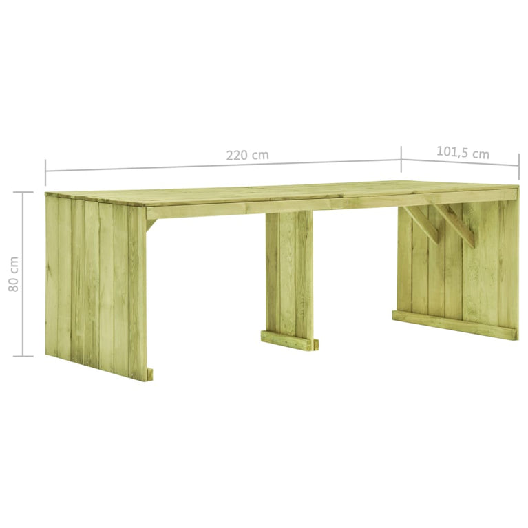 Tuintafel 220x101,5x80 cm geïmpregneerd grenenhout MeubelReus