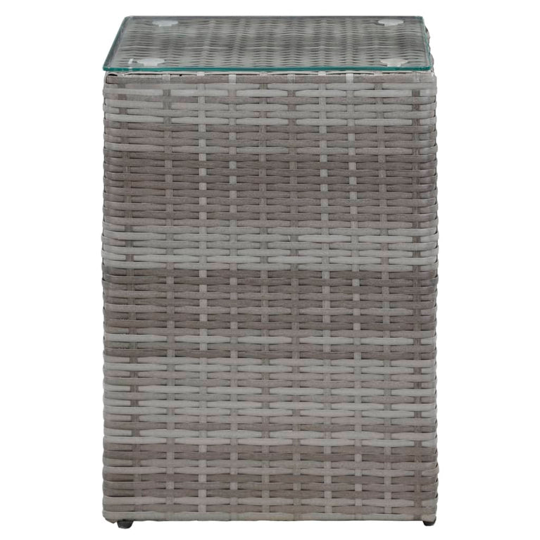 Bijzettafel met glazen blad 35x35x52 cm poly rattan grijs MeubelReus