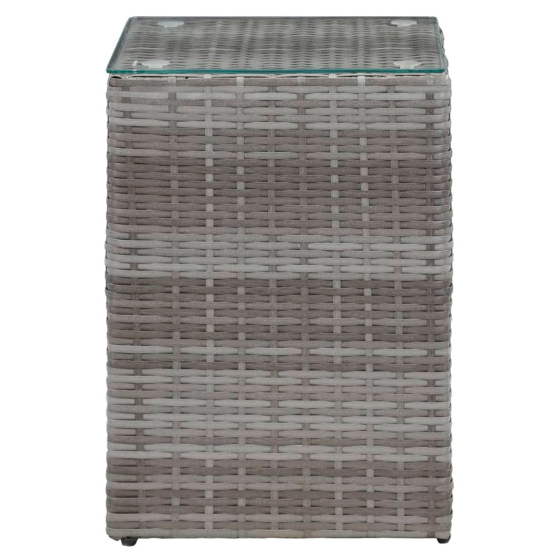 Bijzettafel met glazen blad 35x35x52 cm poly rattan grijs MeubelReus