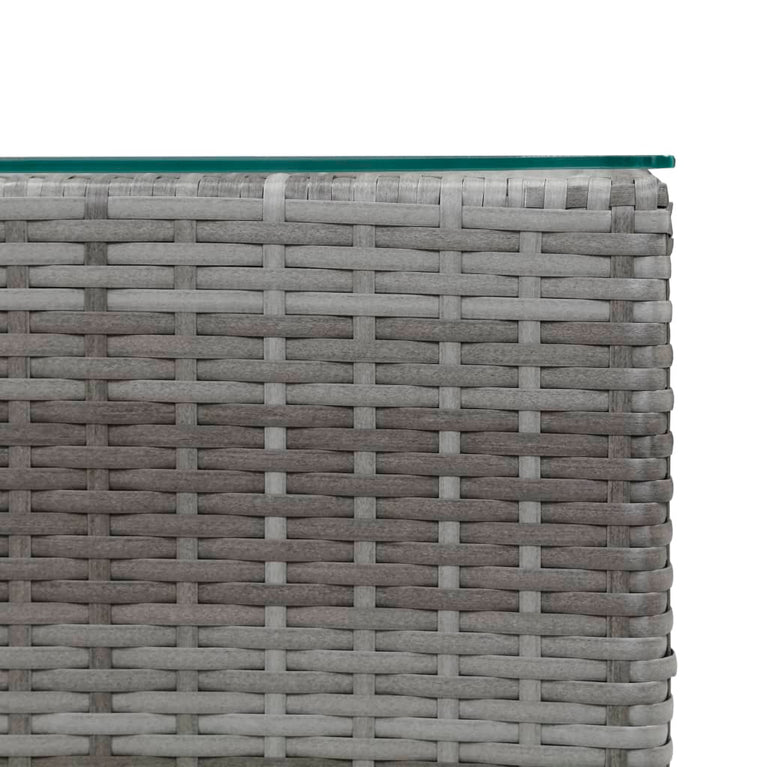 Bijzettafel met glazen blad 35x35x52 cm poly rattan grijs MeubelReus