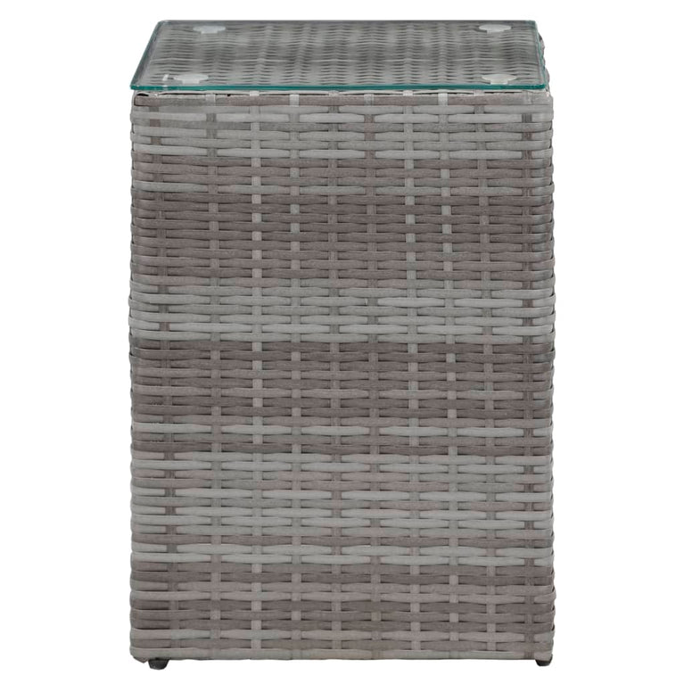 3-delige Bijzettafelset met glazen blad poly rattan grijs MeubelReus