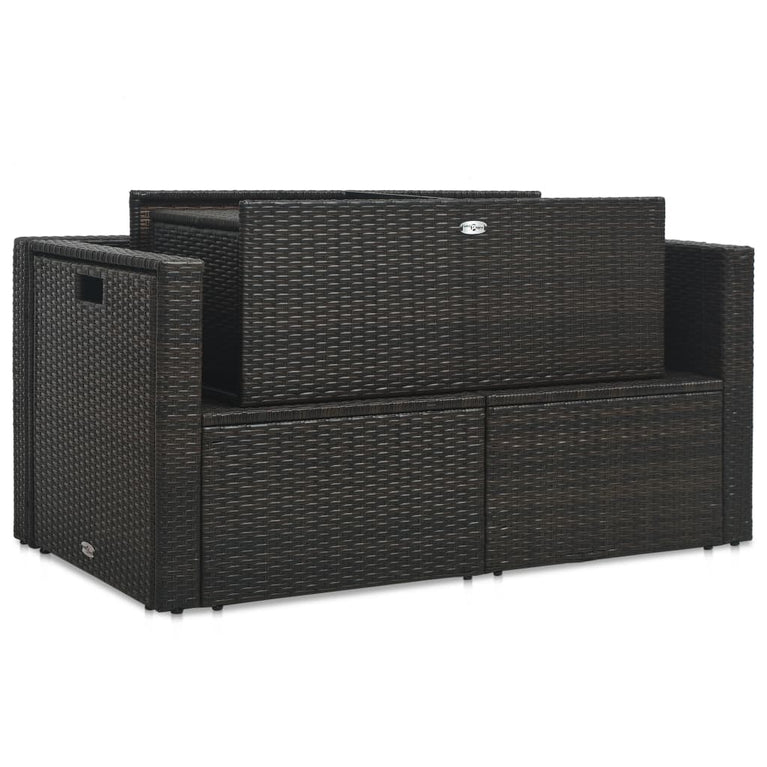 6-delige Loungeset met kussens poly rattan bruin MeubelReus