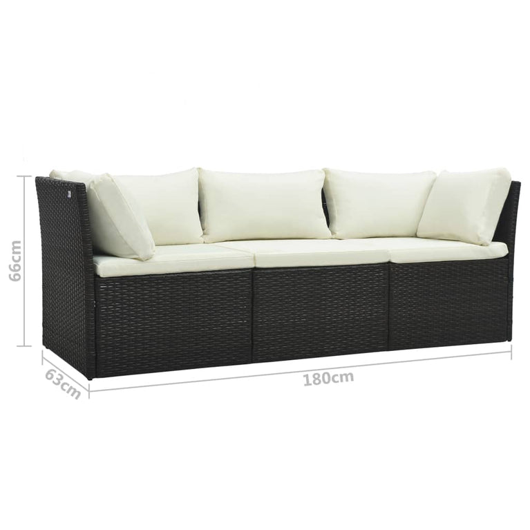 4-delige Loungeset met kussens poly rattan bruin MeubelReus