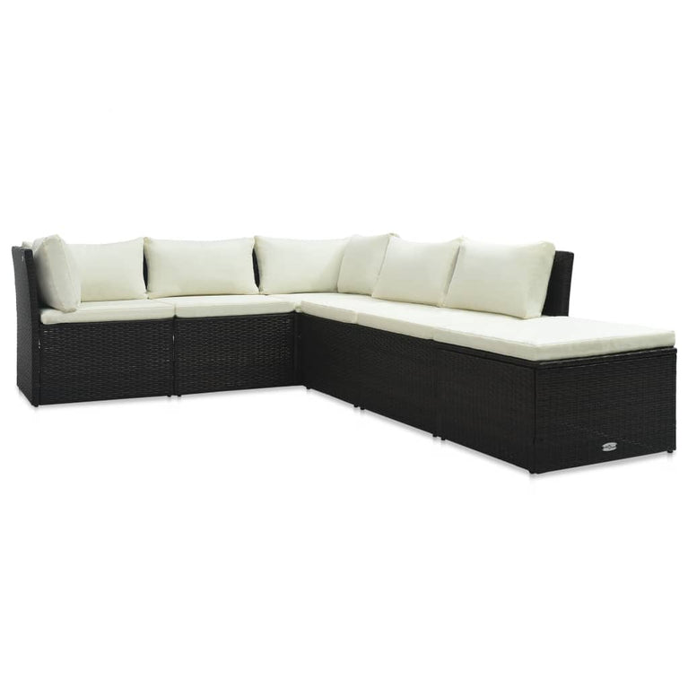 4-delige Loungeset met kussens poly rattan bruin MeubelReus
