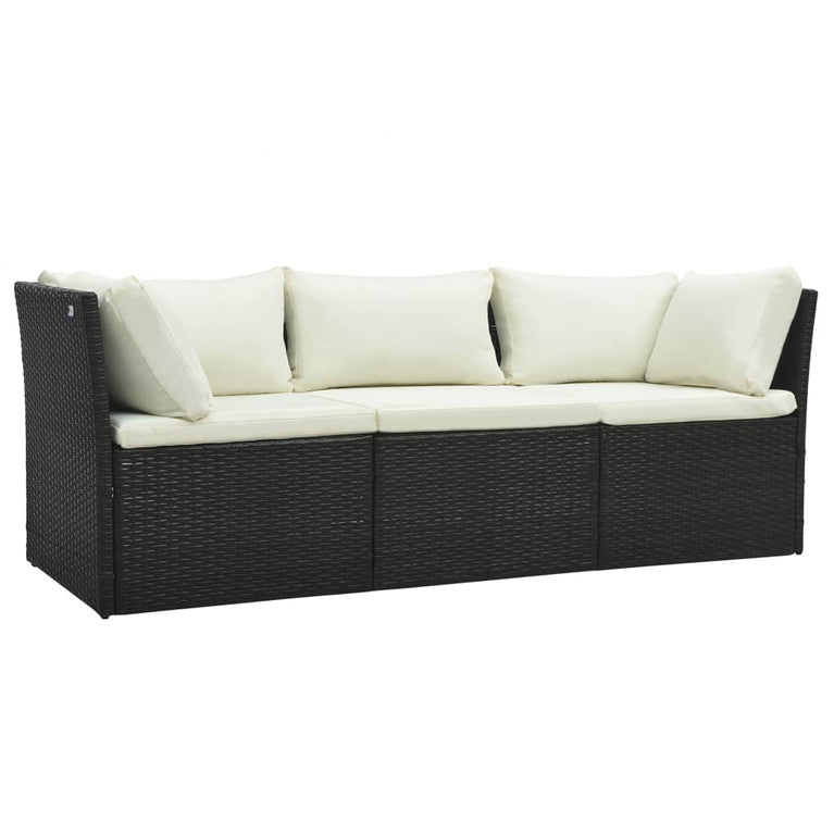 4-delige Loungeset met kussens poly rattan bruin MeubelReus