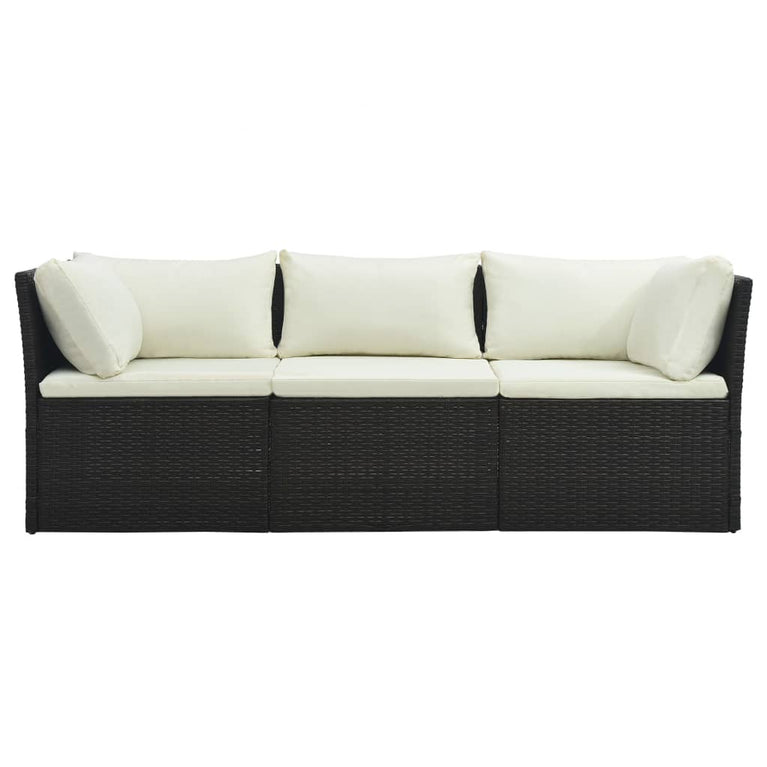 4-delige Loungeset met kussens poly rattan bruin MeubelReus