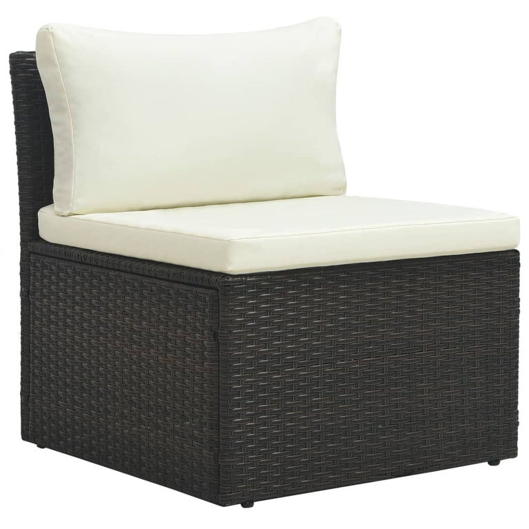 4-delige Loungeset met kussens poly rattan bruin MeubelReus
