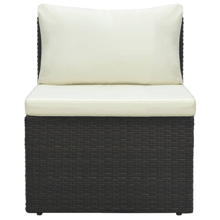 4-delige Loungeset met kussens poly rattan bruin MeubelReus