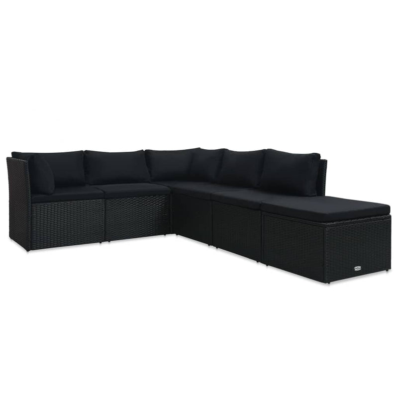 4-delige Loungeset met kussens poly rattan zwart MeubelReus