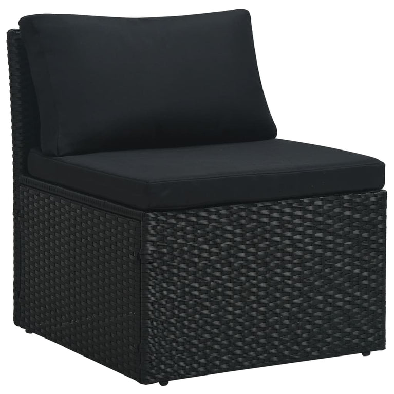 4-delige Loungeset met kussens poly rattan zwart MeubelReus