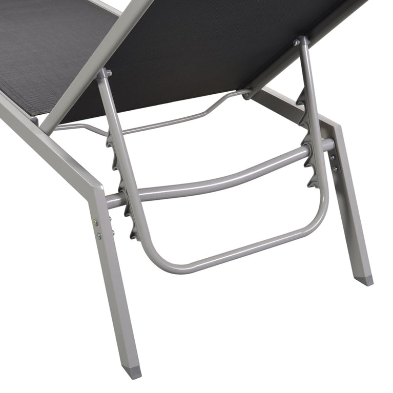 Ligbedden 2 st met tafel staal en textileen zwart MeubelReus