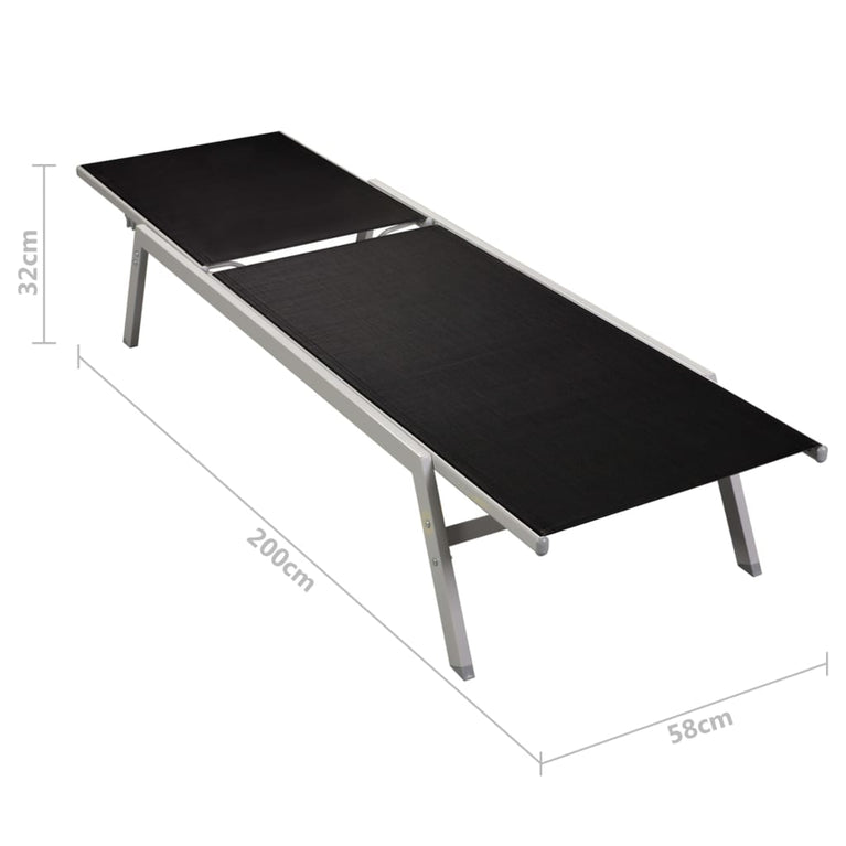 Ligbedden 2 st met tafel staal en textileen zwart MeubelReus