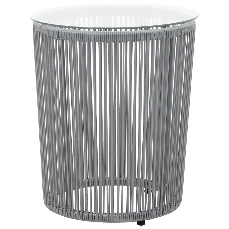 3-delige Bistroset met kussens PE-rattan grijs MeubelReus