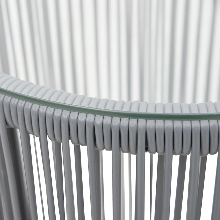 3-delige Bistroset met kussens PE-rattan grijs MeubelReus