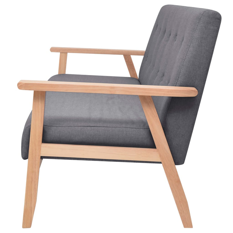 3-delig Bankstel stof donkergrijs