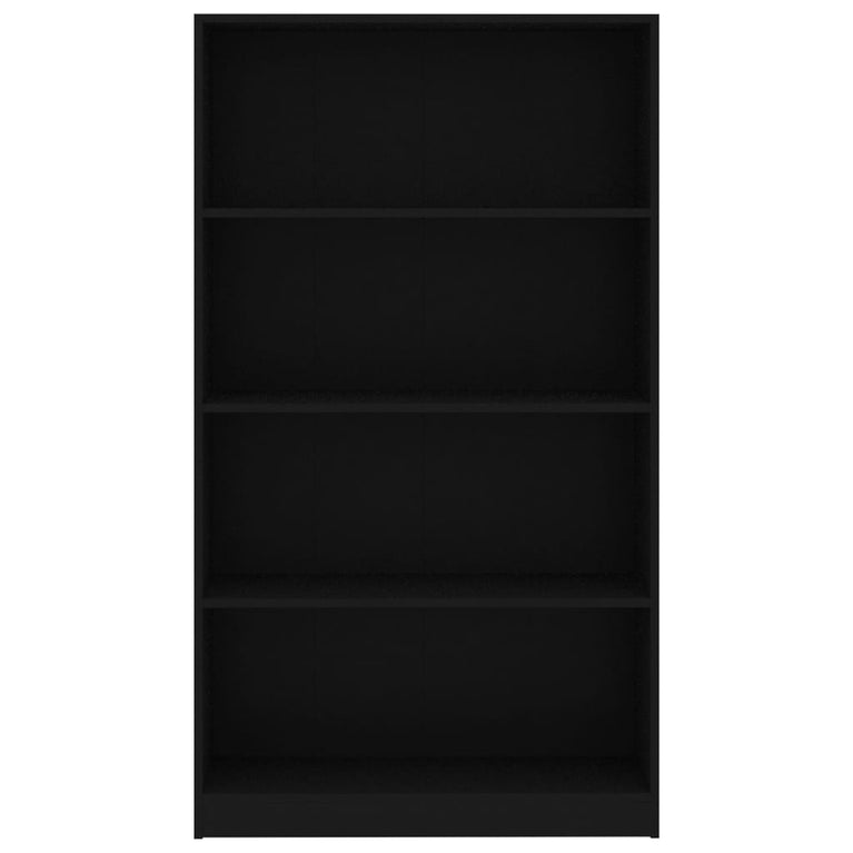 Boekenkast met 4 schappen 80x24x142 cm bewerkt hout zwart MeubelReus