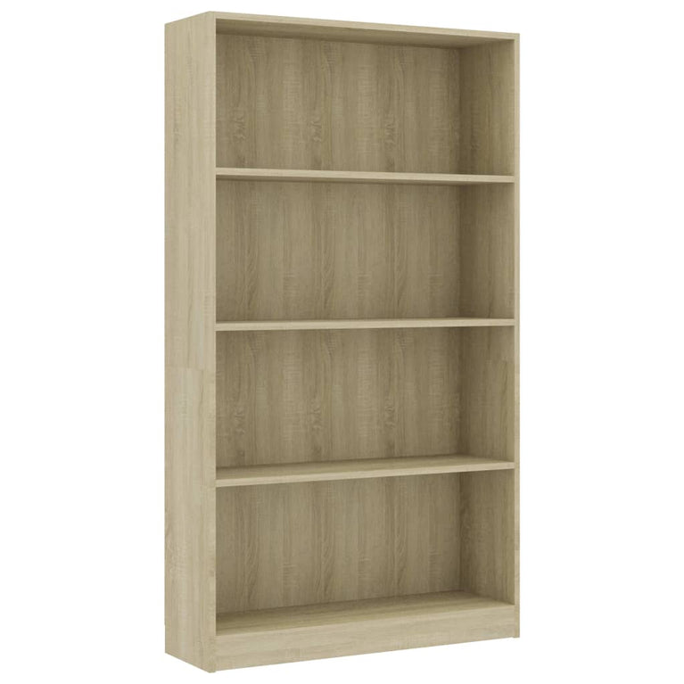 Boekenkast met 4 schappen 80x24x142 cm bewerkt hout sonoma eik MeubelReus