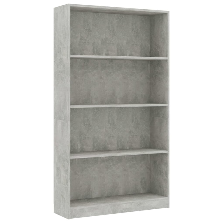 Boekenkast met 4 schappen 80x24x142 cm bewerkt hout betongrijs MeubelReus