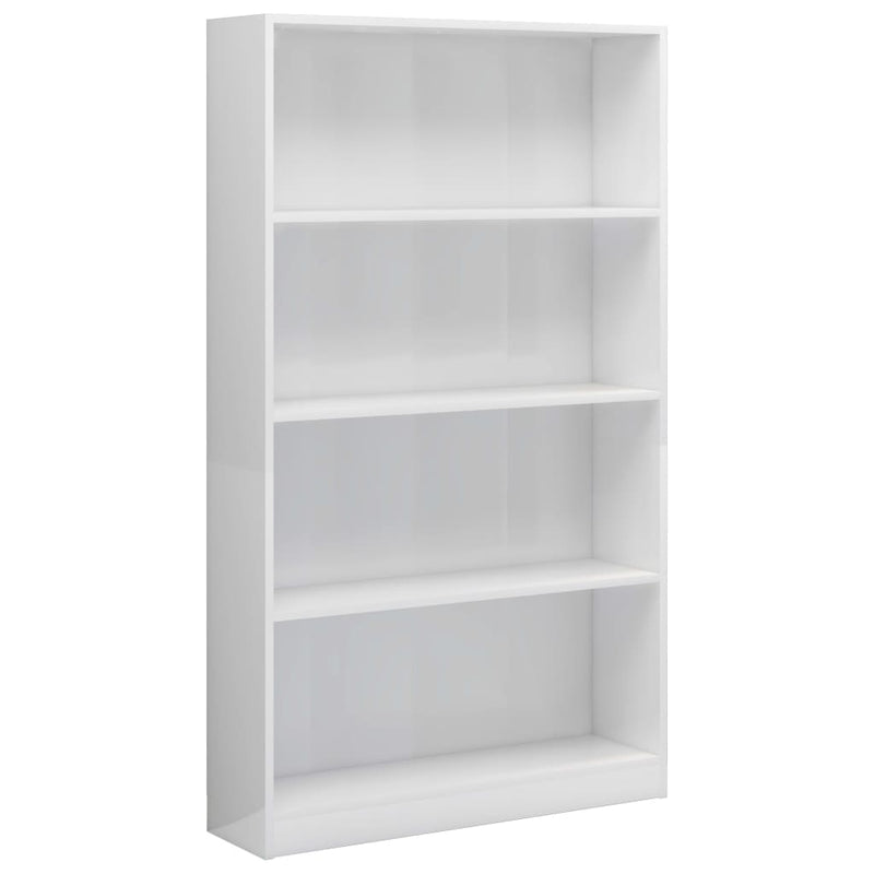 Boekenkast 4 schappen 80x24x142 cm bewerkt hout hoogglans wit MeubelReus