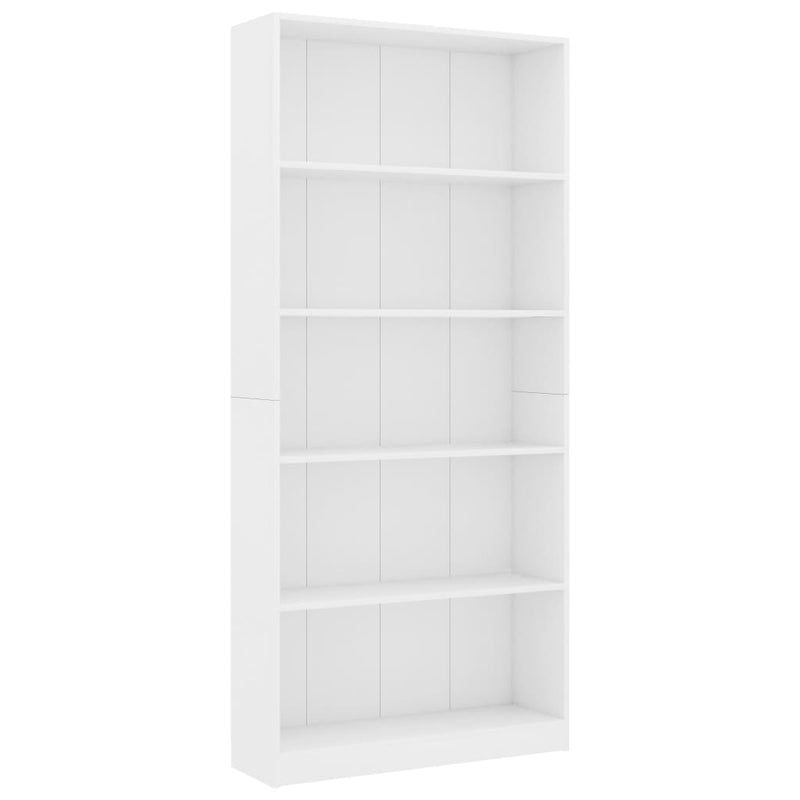 Boekenkast met 5 schappen 80x24x175 cm bewerkt hout wit MeubelReus