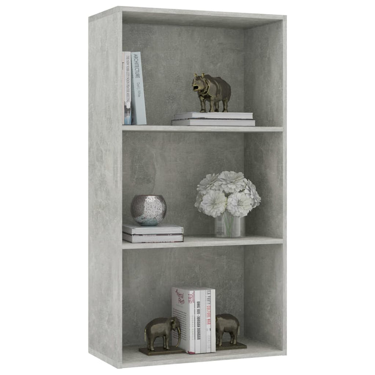 Boekenkast met 3 schappen 60x30x114 cm spaanplaat betongrijs