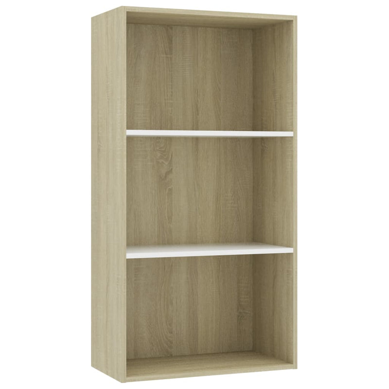 Boekenkast 3 schappen 60x30x114 cm spaanplaat wit sonoma eiken