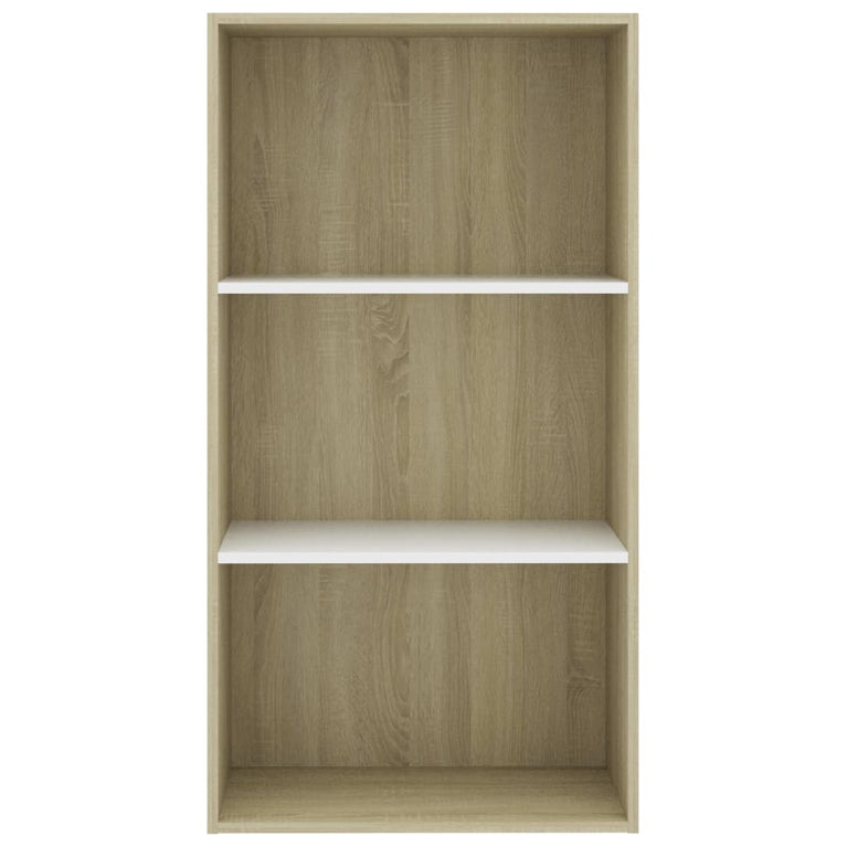 Boekenkast 3 schappen 60x30x114 cm spaanplaat wit sonoma eiken