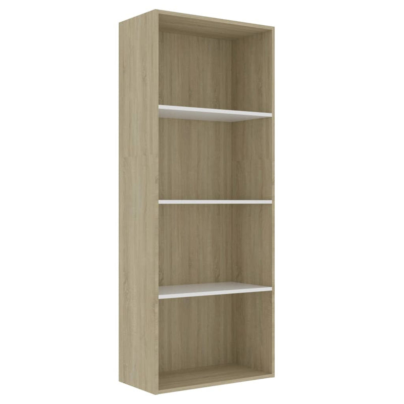 Boekenkast 4 schappen 60x30x151,5 cm spaanplaat wit eikenkleur
