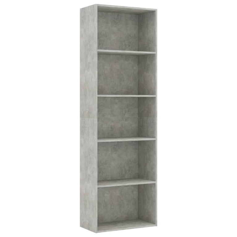 Boekenkast met 5 schappen 60x30x189 cm spaanplaat betongrijs MeubelReus