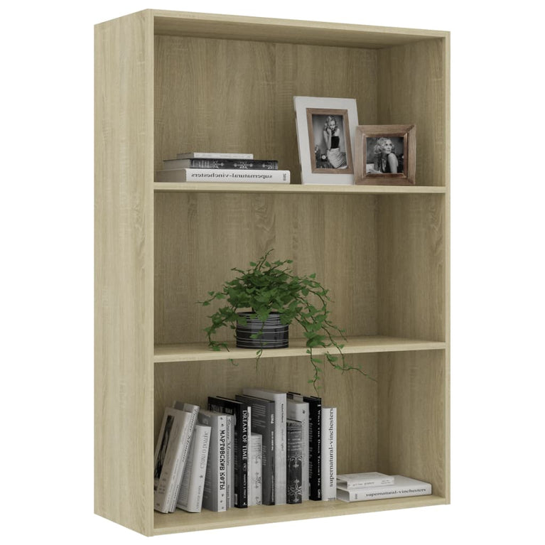 Boekenkast 3 schappen 80x30x114 cm spaanplaat sonoma eikenkleur