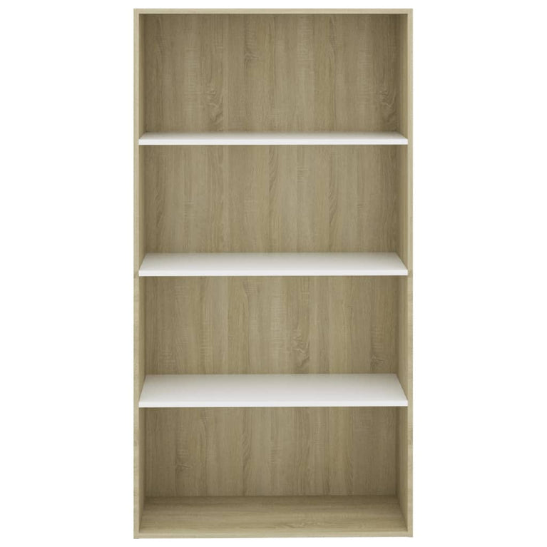 Boekenkast met 4 schappen 80x30x151,5 cm hout wit sonoma eiken