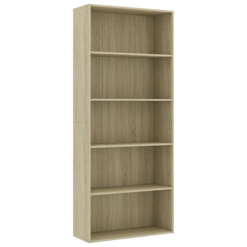 Boekenkast met 5 schappen 80x30x189 cm spaanplaat sonoma eiken