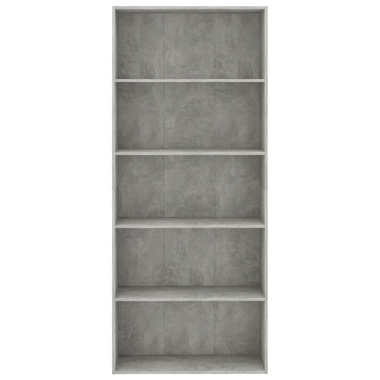 Boekenkast met 5 schappen 80x30x189 cm spaanplaat betongrijs MeubelReus
