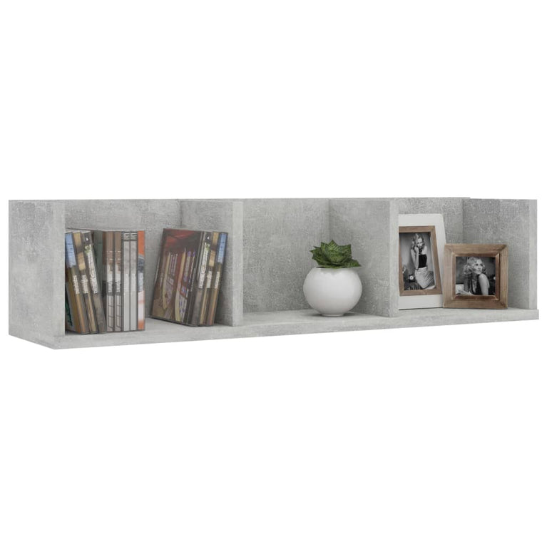 Cd-wandschap 75x18x18 cm bewerkt hout betongrijs