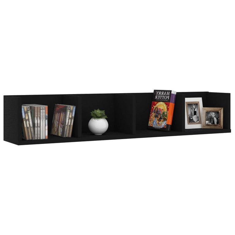 Cd-wandschap 100x18x18 cm spaanplaat zwart