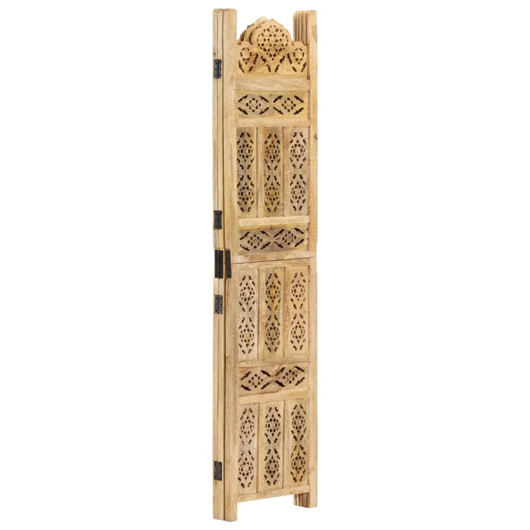 Kamerscherm 3 panelen handgesneden 120x165 cm massief mangohout