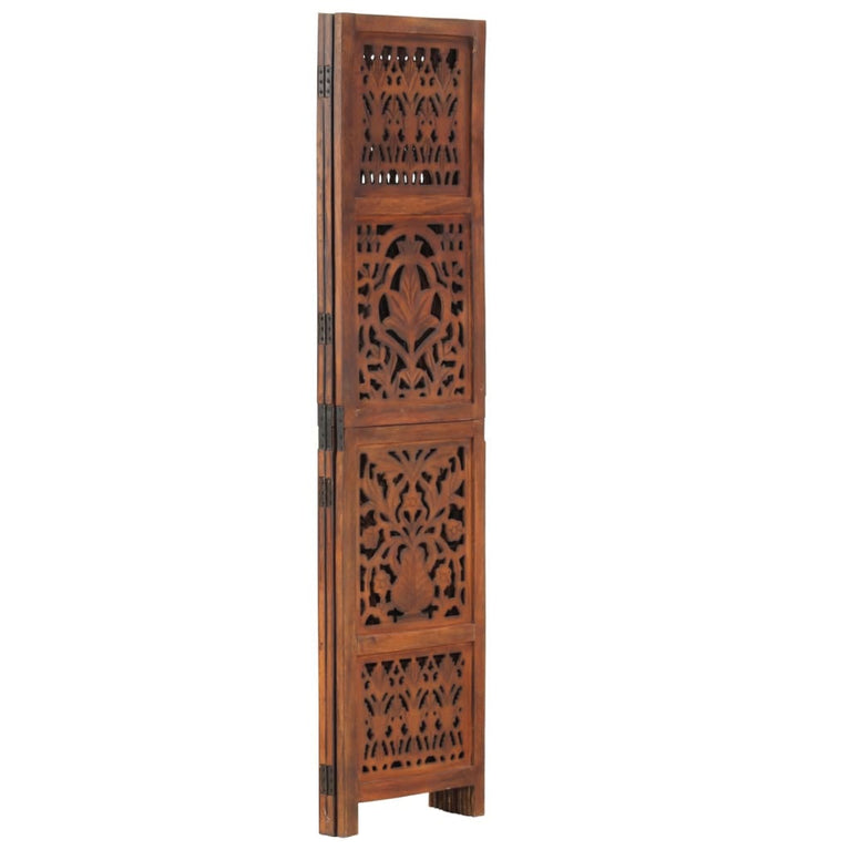 Kamerscherm 3 panelen handgesneden 120x165 cm mangohout bruin