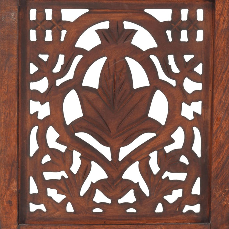 Kamerscherm 3 panelen handgesneden 120x165 cm mangohout bruin