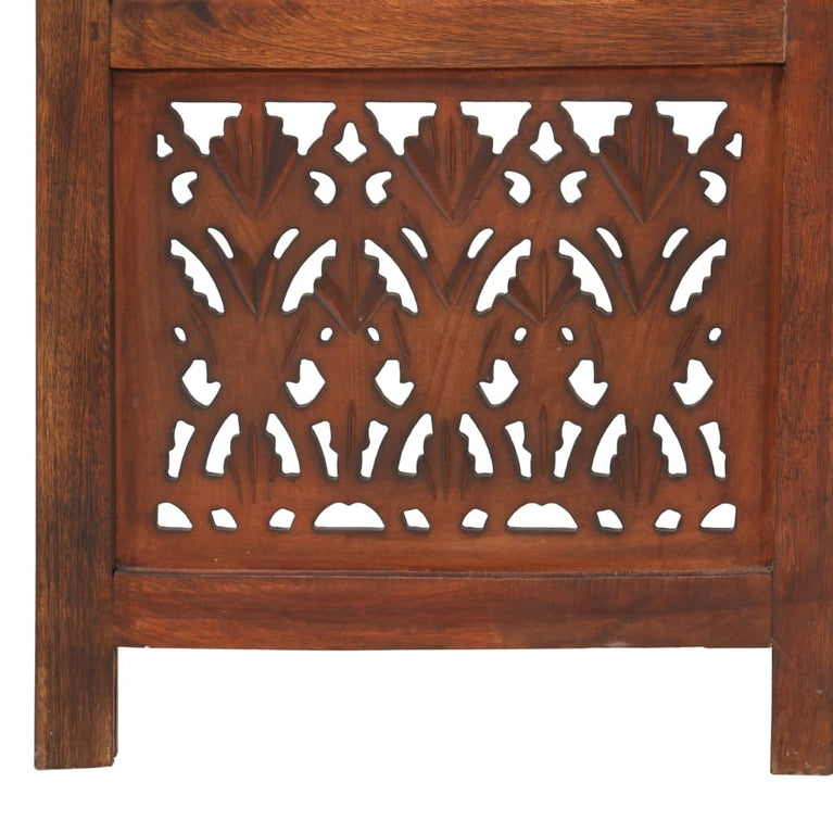 Kamerscherm 3 panelen handgesneden 120x165 cm mangohout bruin