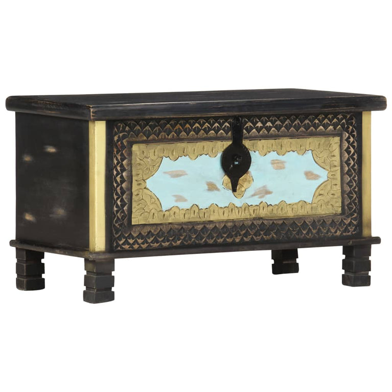 Opbergkist 80x40x45 cm massief mangohout zwart MeubelReus