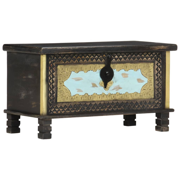 Opbergkist 80x40x45 cm massief mangohout zwart MeubelReus