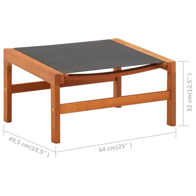 Tuinstoel met voetensteun massief eucalyptushout en textileen MeubelReus