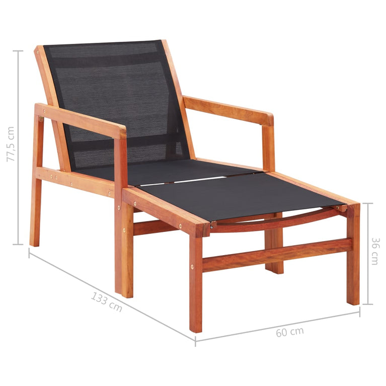 Tuinstoel met voetensteun massief eucalyptushout en textileen MeubelReus