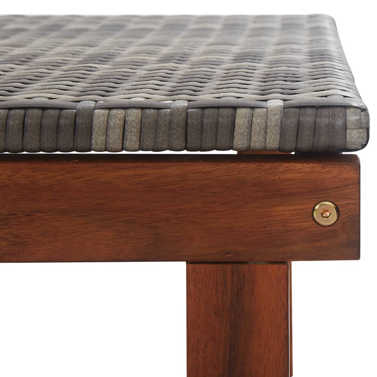 Ligbed poly rattan en massief acaciahout grijs MeubelReus