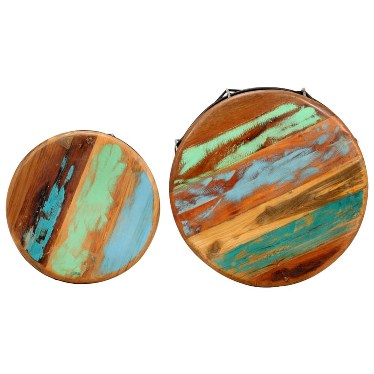 Salontafels 2 st massief gerecycled hout MeubelReus