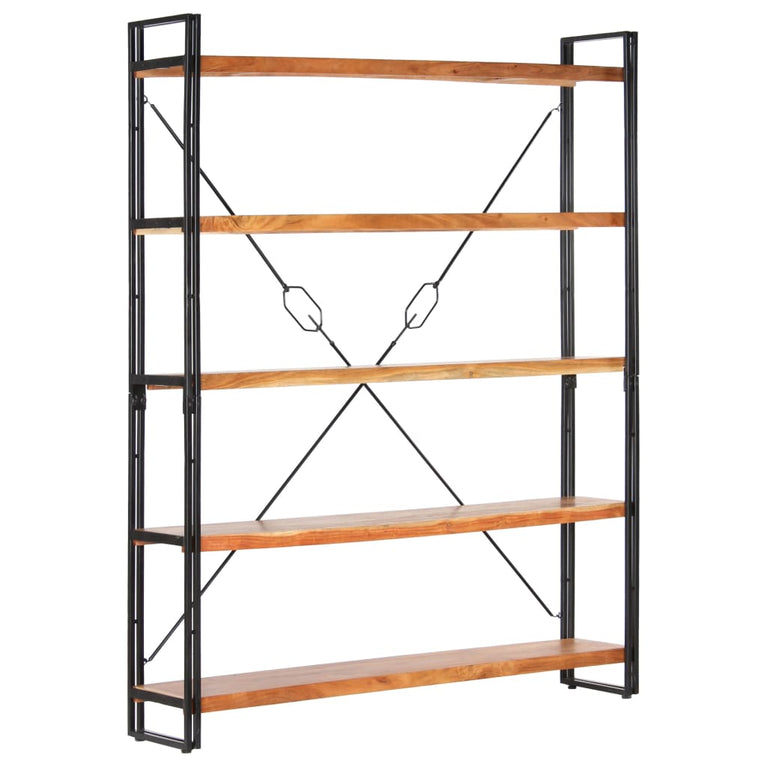 Boekenkast met 5 schappen 140x30x180 cm massief acaciahout MeubelReus