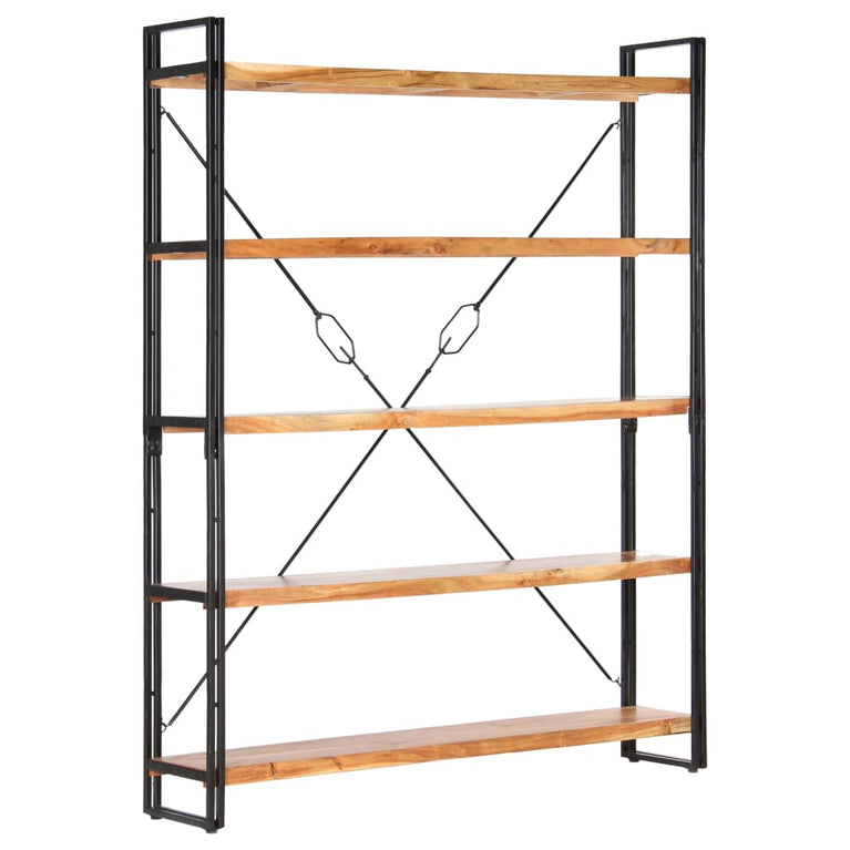 Boekenkast met 5 schappen 140x30x180 cm massief acaciahout MeubelReus